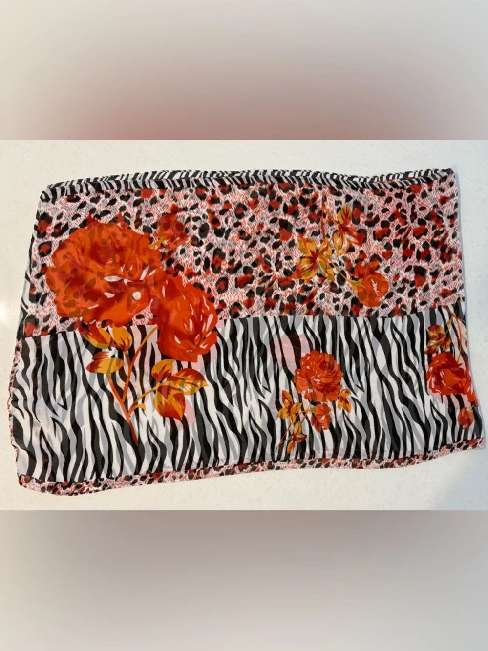 Wild at Heart Mixed Animal & Floral Print Chiffon Scarf - Picture 8 of 12